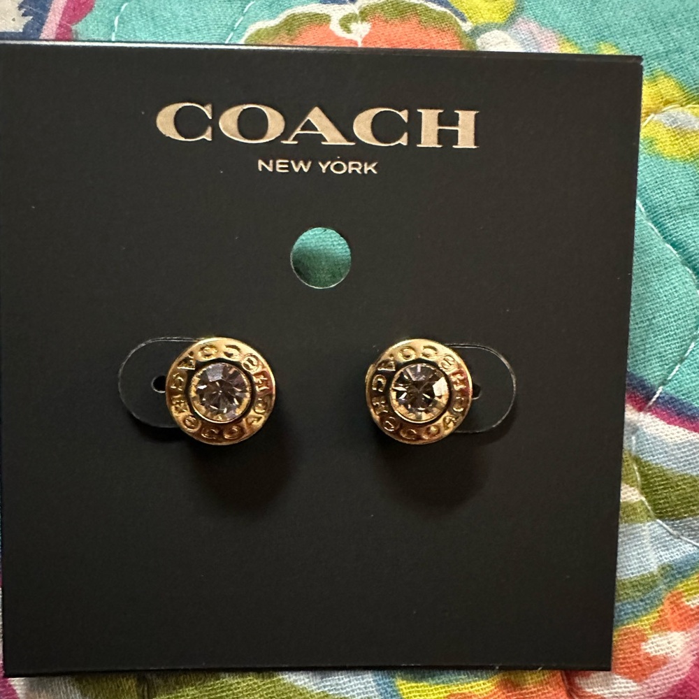 Brand new gold stud COACH earrings. - Picture 2 of 2